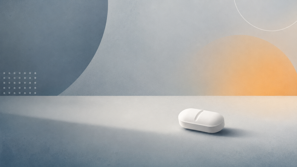 white prescription pill on a neutral surface illustrating an article about fentanyl abuse