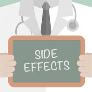 minimalistic illustration of a doctor holding a blackboard with Side Effects text