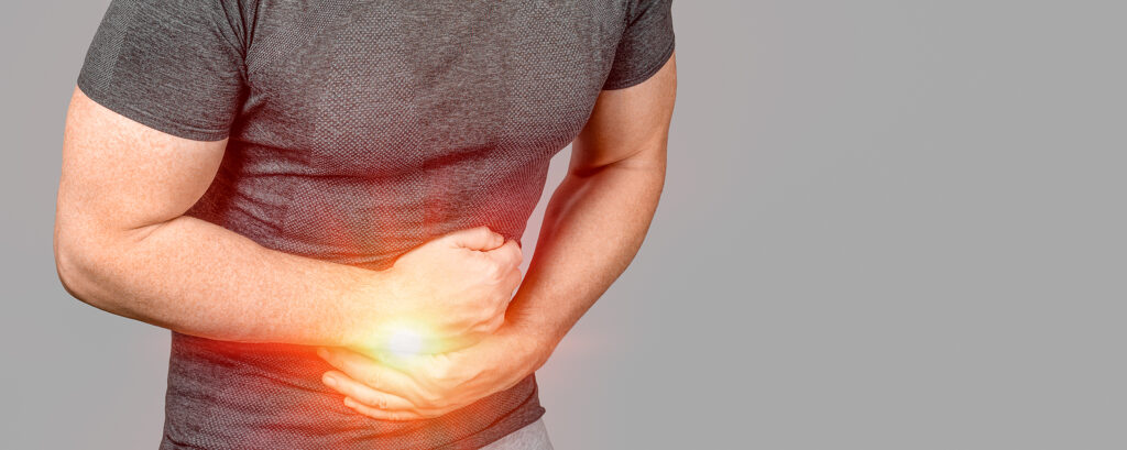 stomach pain symbolizing the gastrointestinal side effects of opiates.