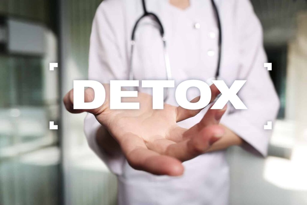 Medical Detox; Medical doctor select detox on virtual screen. Health Care concept