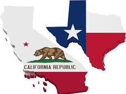 California and Texas state flag
