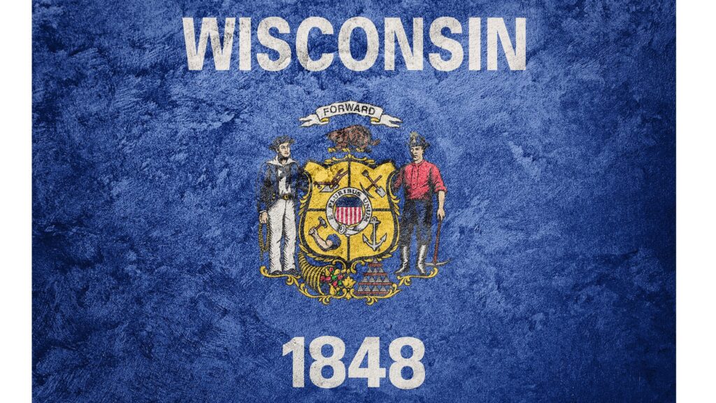 Wisconsin flag background grunge texture.