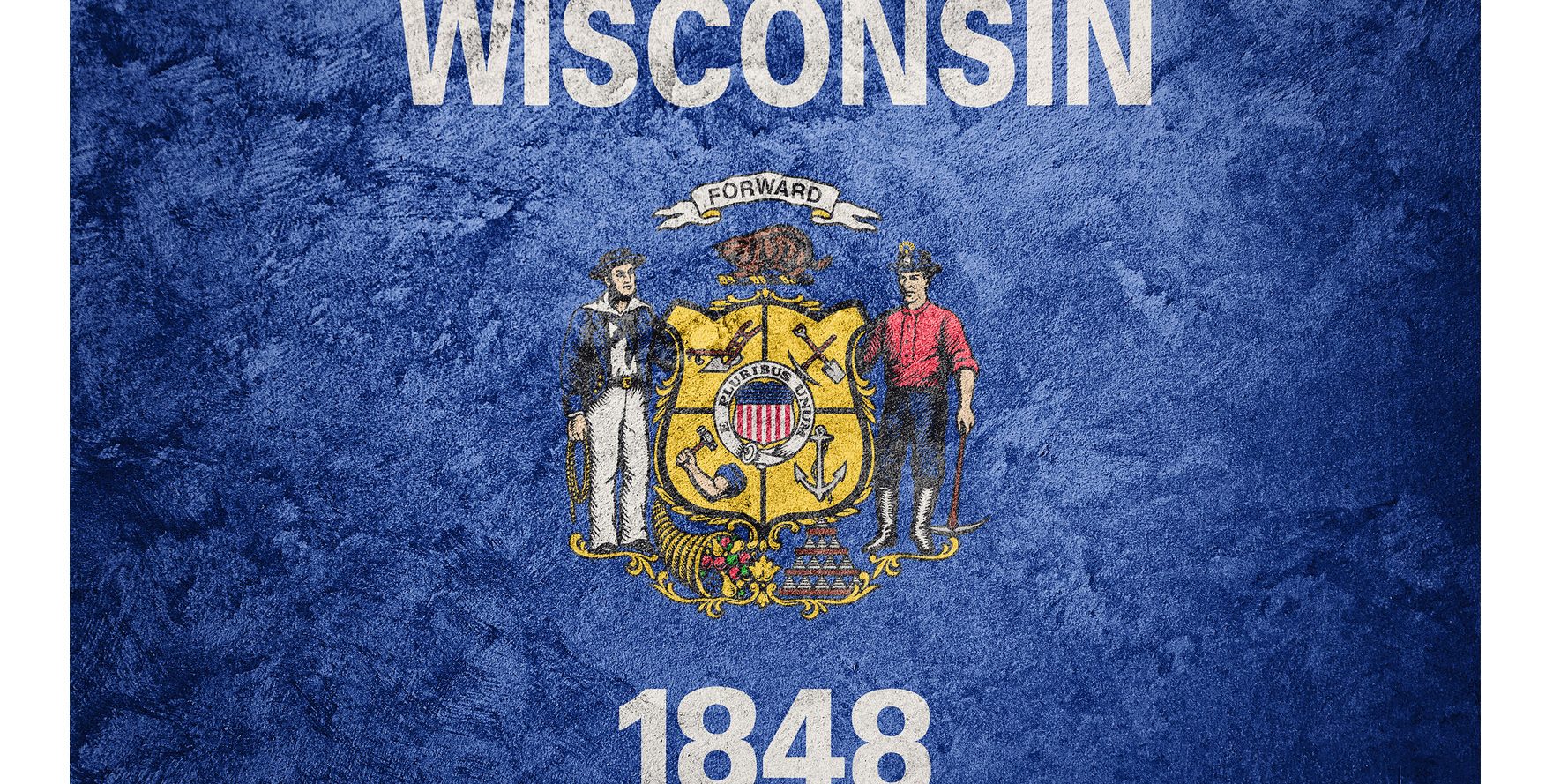 Wisconsin flag background grunge texture.