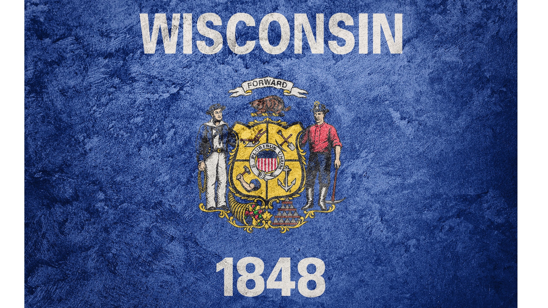 Wisconsin flag background grunge texture.