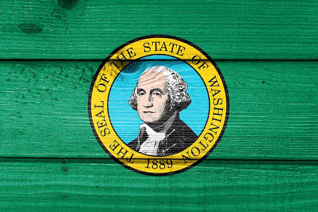washington flag painted on old wood plank background, representing rapid detox in Washington State