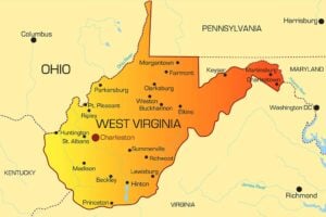 Vector color map of West Virginia state, USA - concept of West Virginia rapid detox and drug treatment options