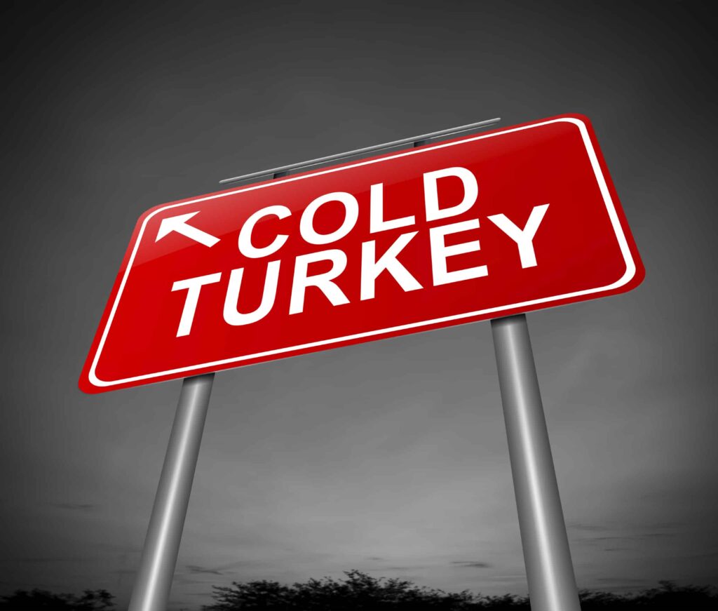 Illustration depicting a sign with a cold turkey concept.