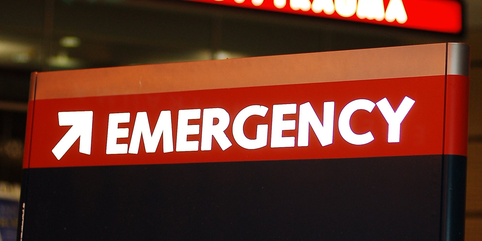 Emergency sign in front of Embergency/Trauma room