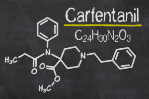 Blackboard with the chemical formula of Carfentanil