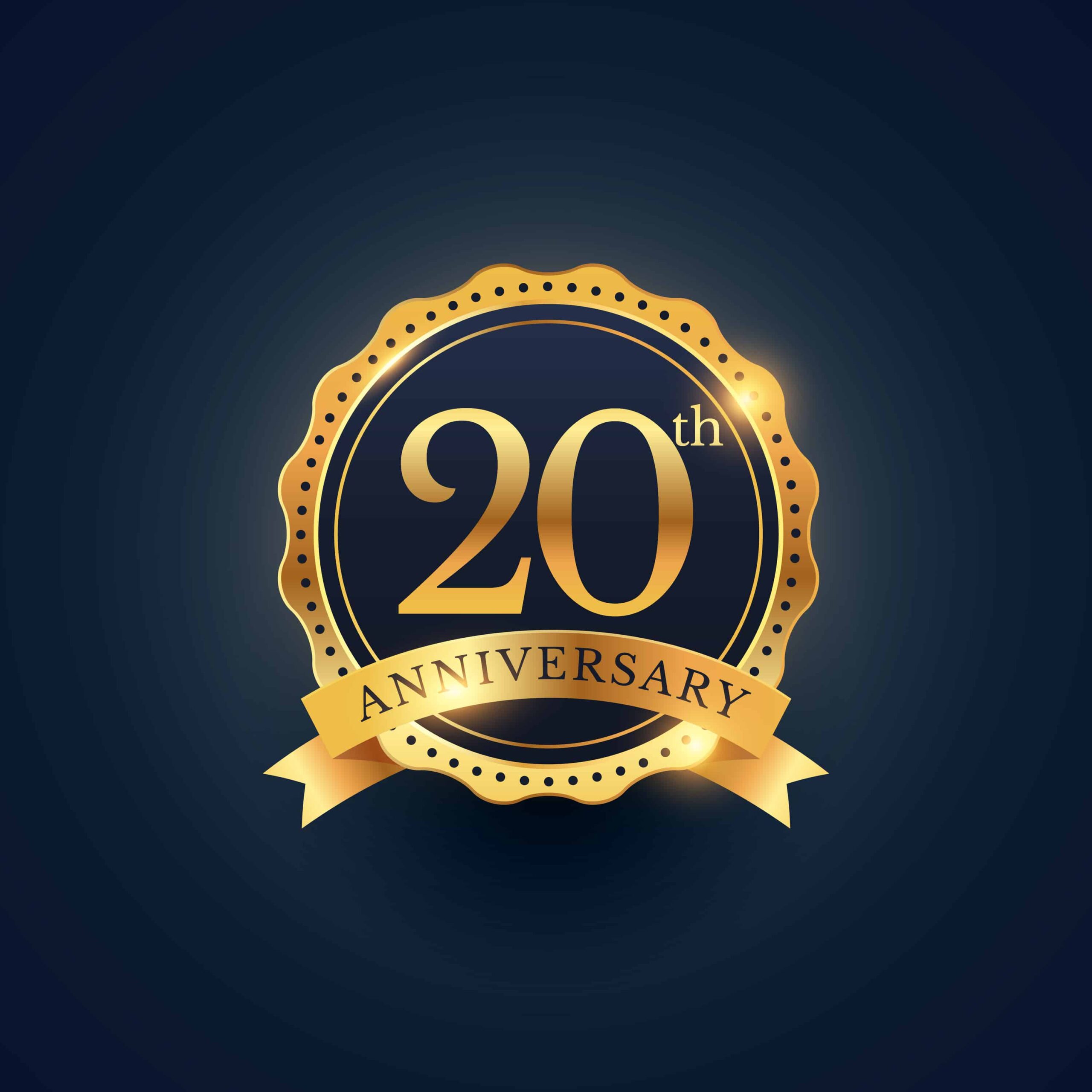 20th anniversary announcement badge for Waismann Method celebrating 20 years of providing rapid detox and medical detox for opioid use disorder and alcohol dependence