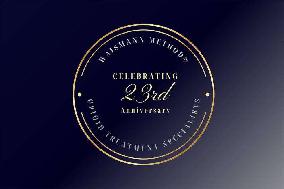 Waismann Method Anniversary Seal: Celebrating 23 Years of Helping Thousands of Patients Achieve Freedom from Opioid and Alcohol Dependence