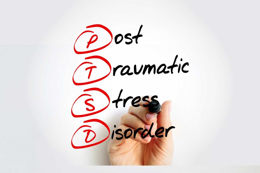 Save Download Preview PTSD - Posttraumatic Stress Disorder acronym with marker, medical concept background